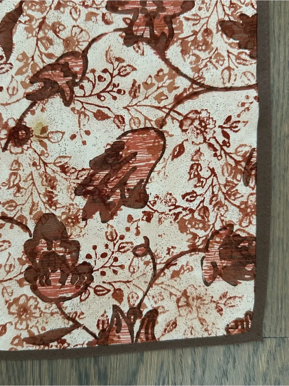 Museum Fine Arts Boston Floral Print Silk Oversized Scarf Peach, Brown, Rust 42